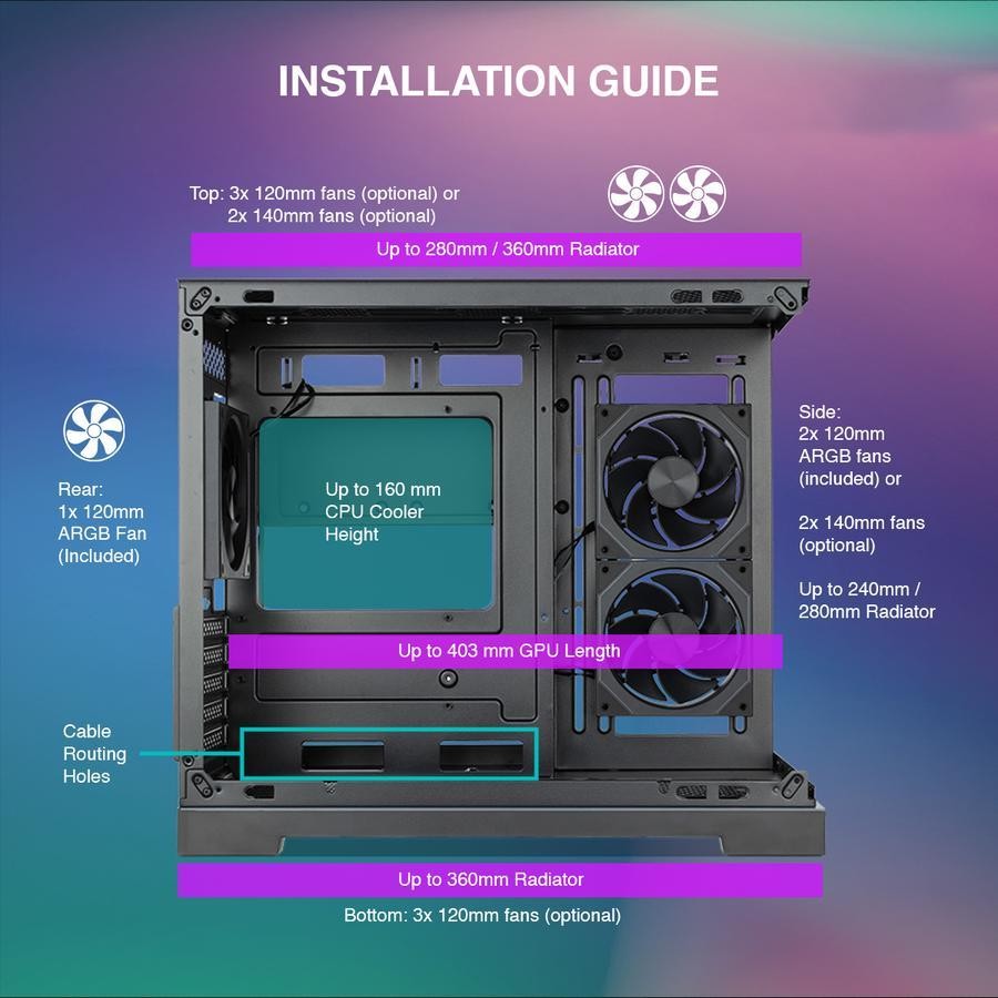 Tecware VXN GLOW M ARGB Case  - Tempered Glass Casing - Image 6