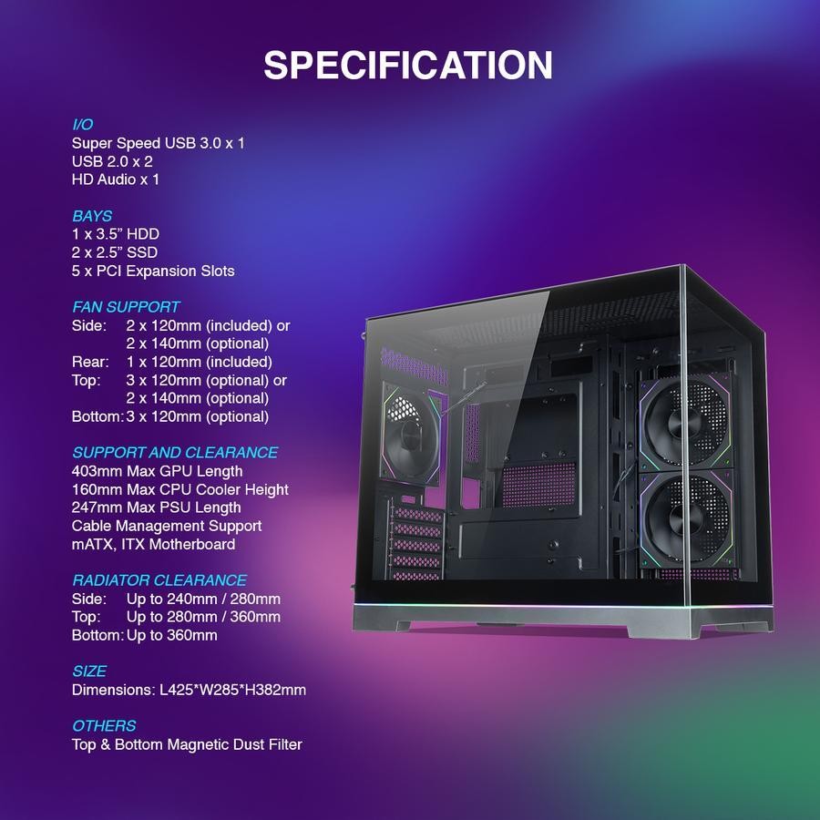 Tecware VXN GLOW M ARGB Case  - Tempered Glass Casing - Image 7