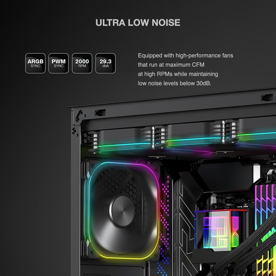Tecware Topan Quad ARGB RX PWM Reverse Cooler Case 120mm - Fan Casing 12cm - Image 2
