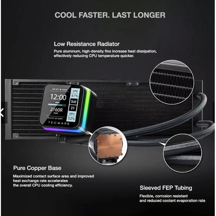 Tecware Neon 240 ARGB - CPU AIO Liquid Cooler Fan 240mm with IPS LCD Display - Image 3