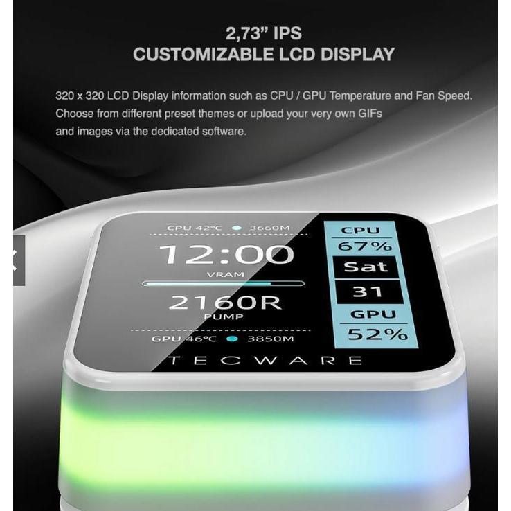 Tecware Neon 240 ARGB - CPU AIO Liquid Cooler Fan 240mm with IPS LCD Display - Image 7