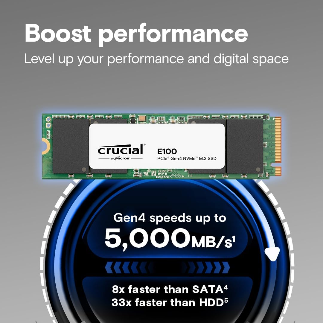 Micron Crucial SSD E100 M.2 Pcie Gen4 Nvme 1TB - SSD M2 1 TB - Image 2