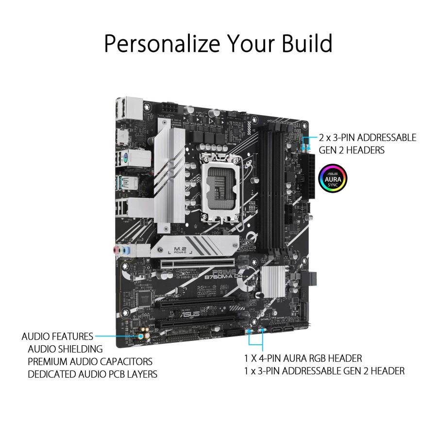 Motherboard ASUS PRIME B760M-A D4 (LGA1700, B760, DDR4, USB3.2, SATA3) - Image 2