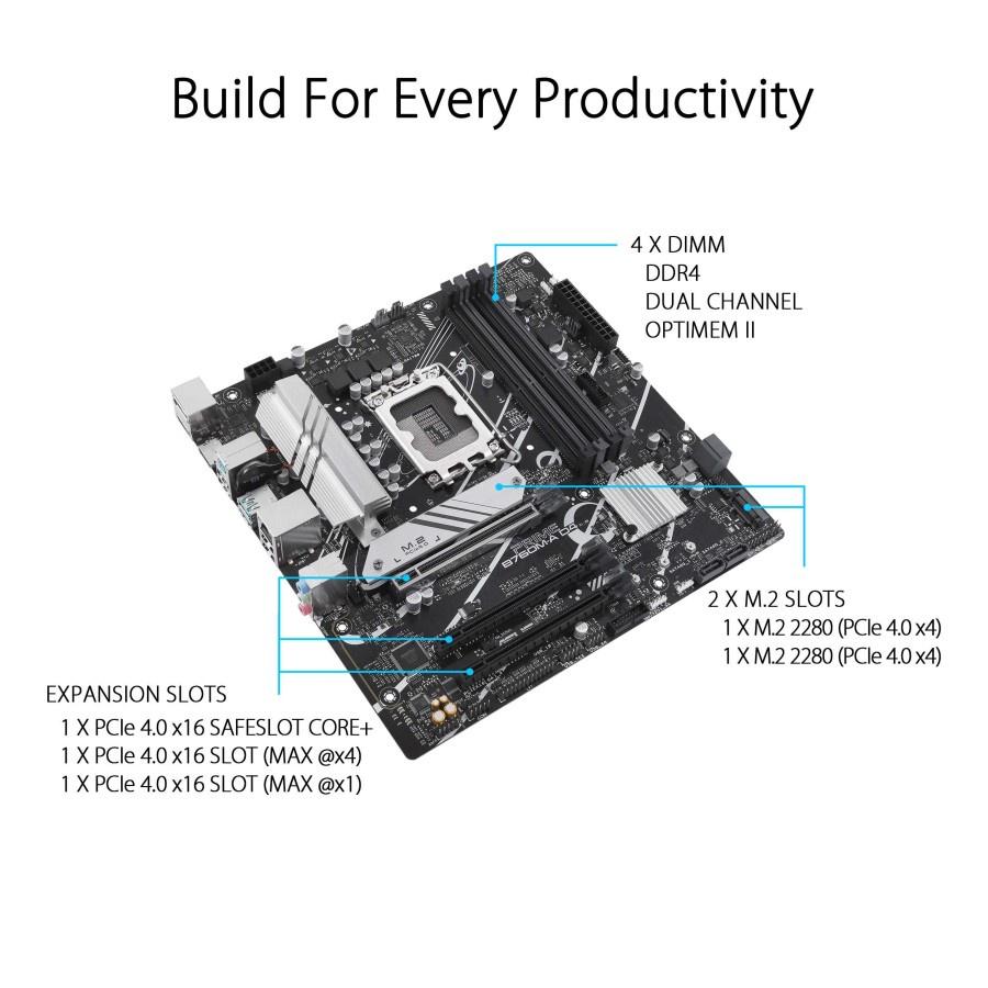 Motherboard ASUS PRIME B760M-A D4 (LGA1700, B760, DDR4, USB3.2, SATA3) - Image 3