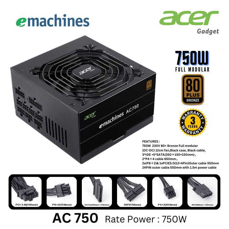 Emachines Acer AC750 750W PCIE5 PSU - Power Supply 750 Watt 80+ Bronze Full Modular - Image 2