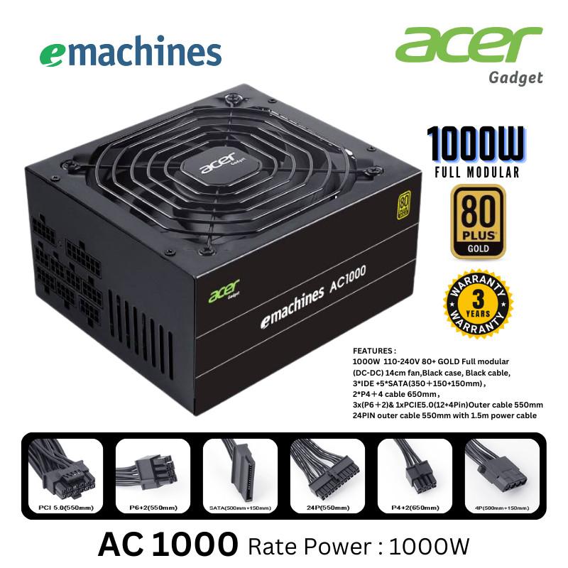 Emachines Acer AC1000 1000W PCIE5 PSU - Power Supply 1000 Watt 80+ Gold Full Modular - Image 2