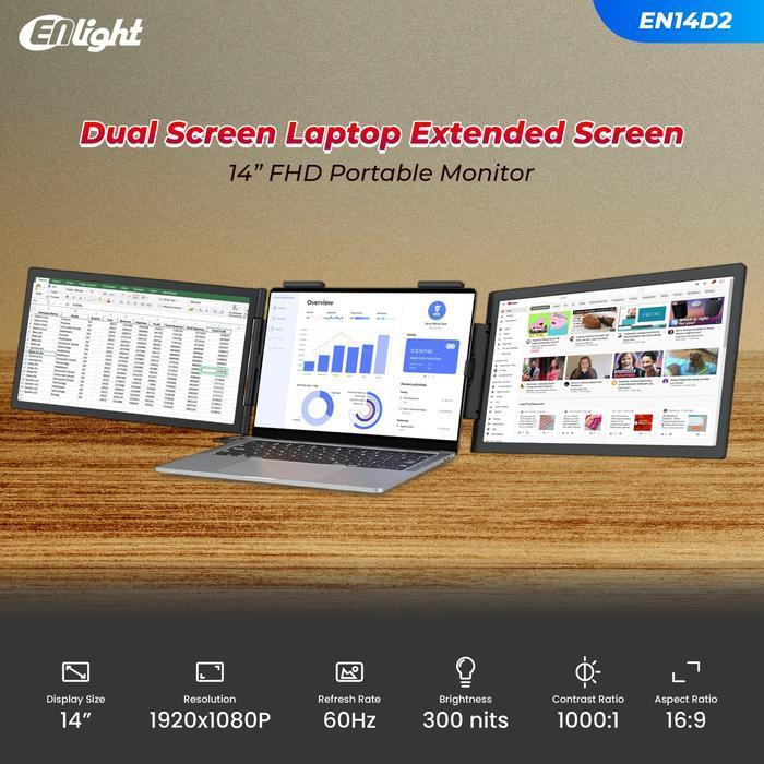 Monitor Portable Enlight LED IPS EN14D2 Dual - Full HD 14" Inch - Image 2