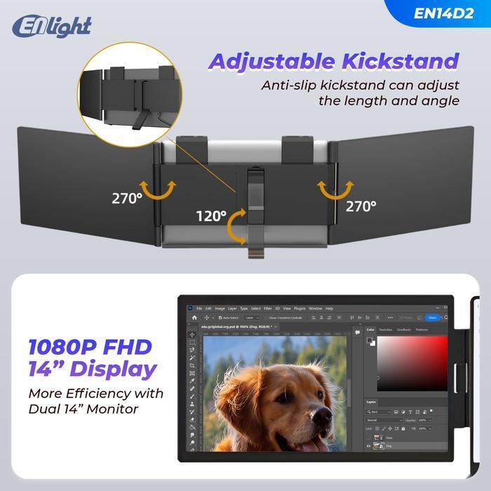 Monitor Portable Enlight LED IPS EN14D2 Dual - Full HD 14" Inch - Image 3