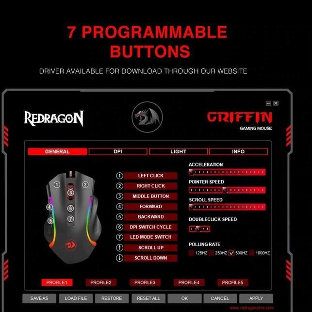 Redragon Griffin M607 RGB - Macro Gaming Mouse - Image 4