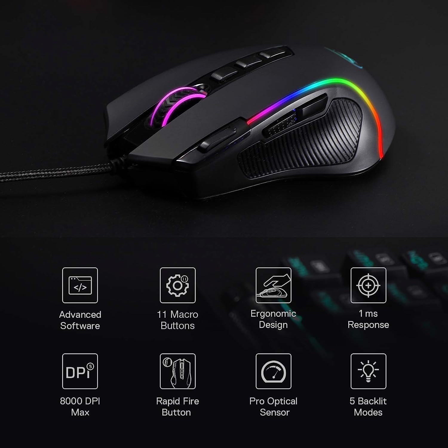 Redragon Predator M612 RGB - Macro Gaming Mouse - Image 2