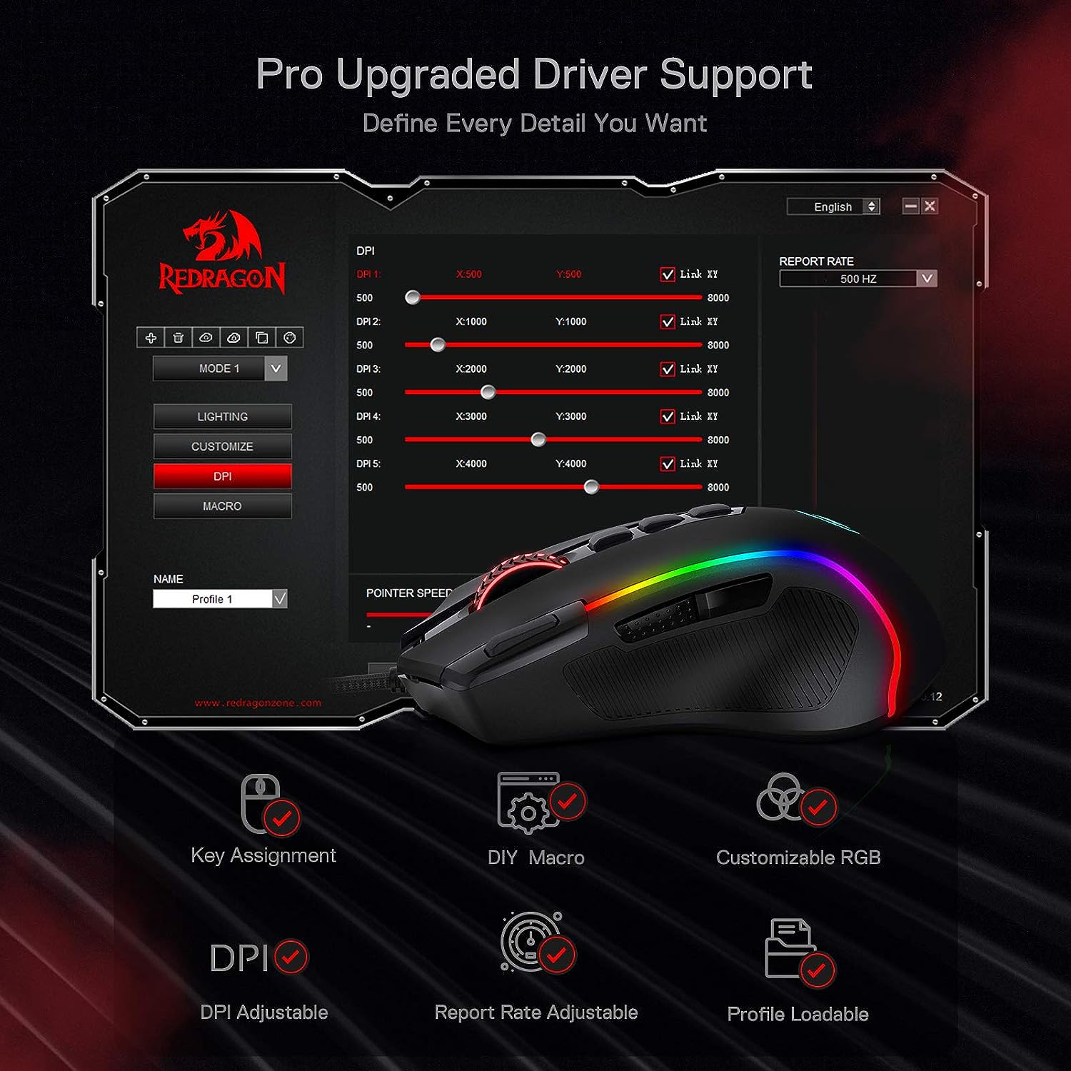 Redragon Predator M612 RGB - Macro Gaming Mouse - Image 6