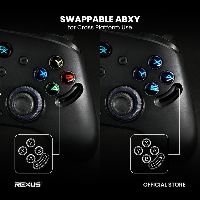 Gamepad Rexus Daxa Ezoth AX10 TMR Joystick & Swappable ABXY - Wireless Gaming Controller PC/ Android - Image 2