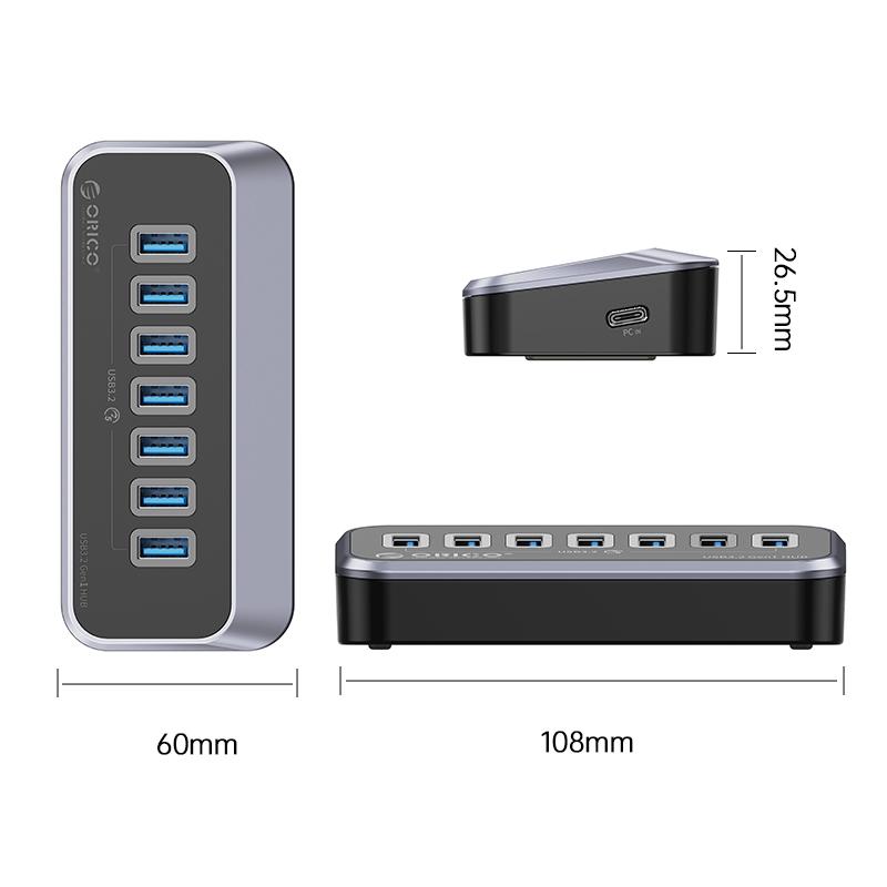 Orico M3U3-7A USB 3.2 HUB 7-Ports with Type-C to Type-C Cable - Image 2