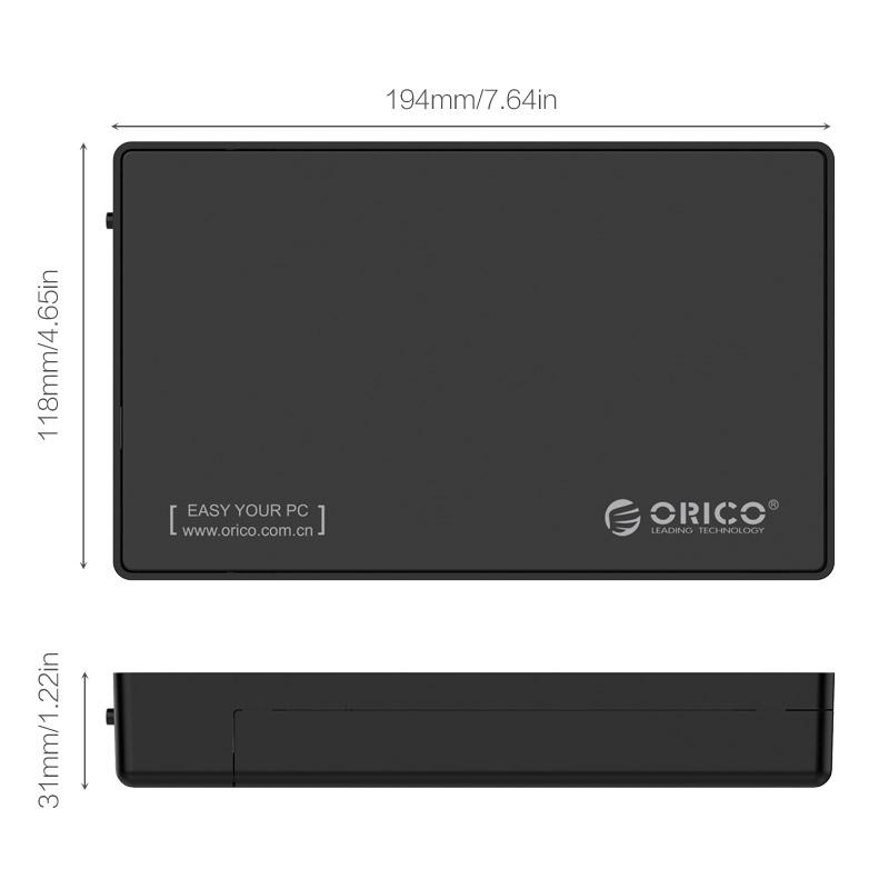 Orico 3588C3 Enclosure Case Harddisk HDD 2.5"/3.5" USB Type-C to USB-A - Image 3