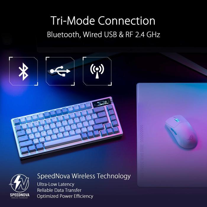 ASUS ROG Azoth 75 Moonlight White Wireless DIY Custom Gaming Keyboard - Image 2