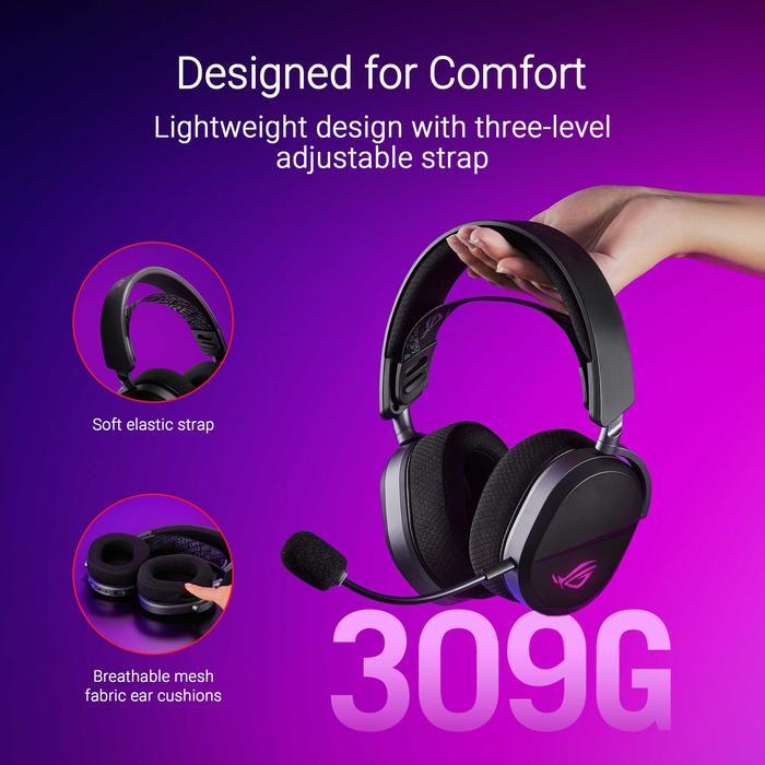 ASUS ROG Pelta Wireless Gaming Headset, ROG SpeedNova 2.4GHz, USB-C, Lightweight 309g - Image 2