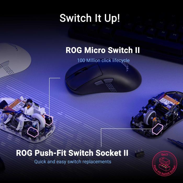 ASUS ROG Keris II Origin Wireless Gaming Mouse, 65g Lightweight, Ergonomic, Swappable Switches - Image 6