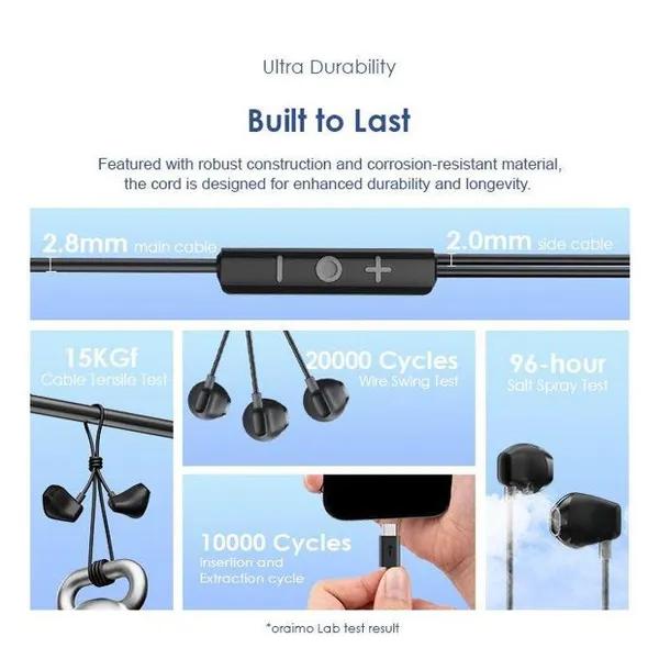 Oraimo Halo Airy OEP-650 Wired Earphone USB Type-C with Mic - Image 5