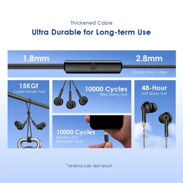 Oraimo Conch 2 OEP-320C Wired Earphone USB Type-C with Mic - Image 3