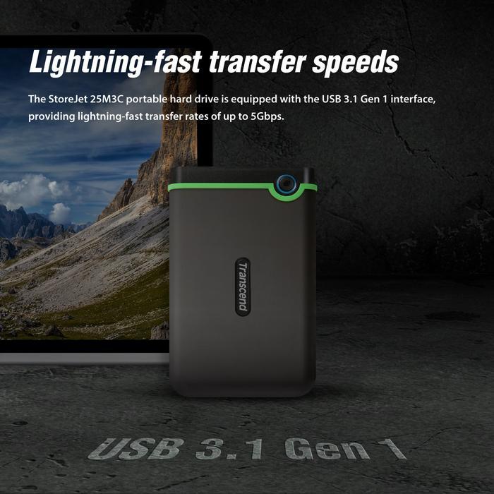 Transcend 25M3C 4TB USB-C 3.1 - HDD / Hardisk / Harddisk External 2.5" Shockproof - Image 6