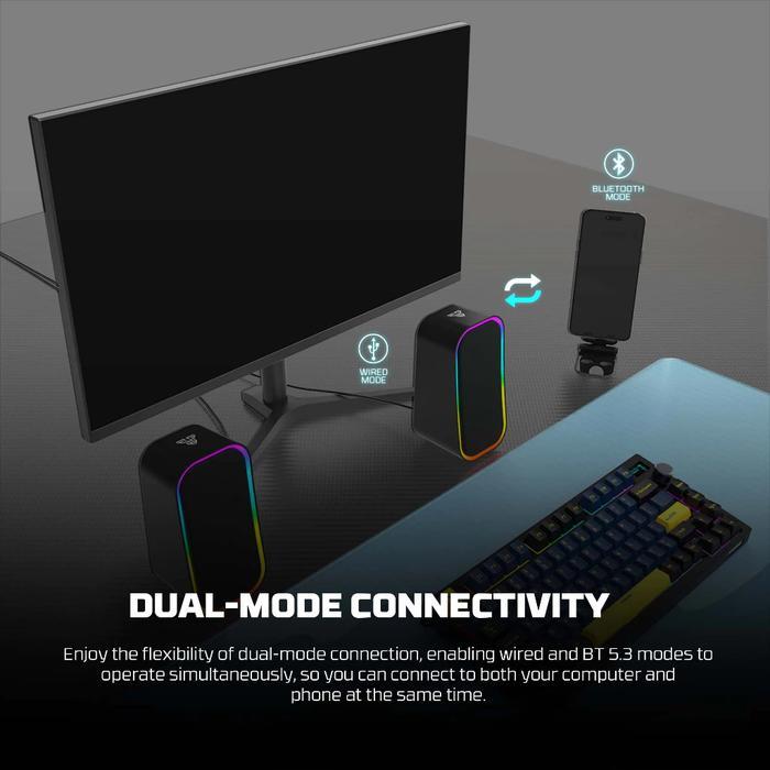 Fantech GS304 Groove Speaker Dual Mode BT 3.5mm USB Bass RGB Bluetooth GS-304 - Image 3