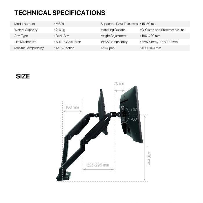 Bracket FANTECH MBD1 Workstation Pro Mount Dual ARM - Image 9