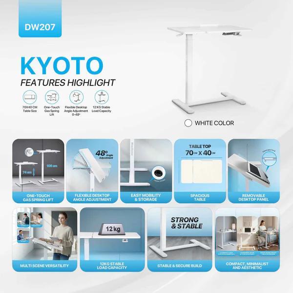 Fantech DW207 Meja Laptop Dengan Roda Meja Adjustable Standing Desk Meja Belajar, Meja Kamar Tidur, Meja Samping - Image 2