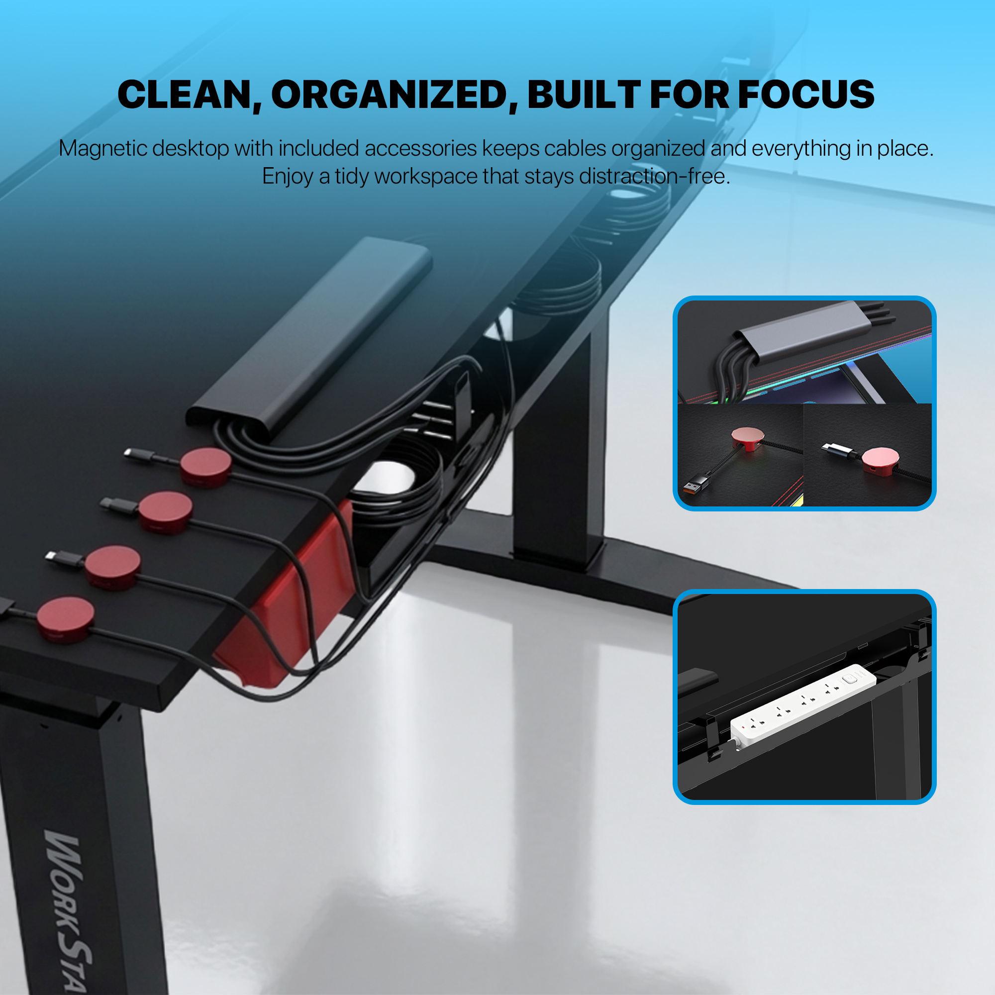 Fantech DW314 Electric Sit-Stand Tilt Desk 140x78cm Dual Motor Smart Control Height Adjustable Ergonomic Black - Image 3