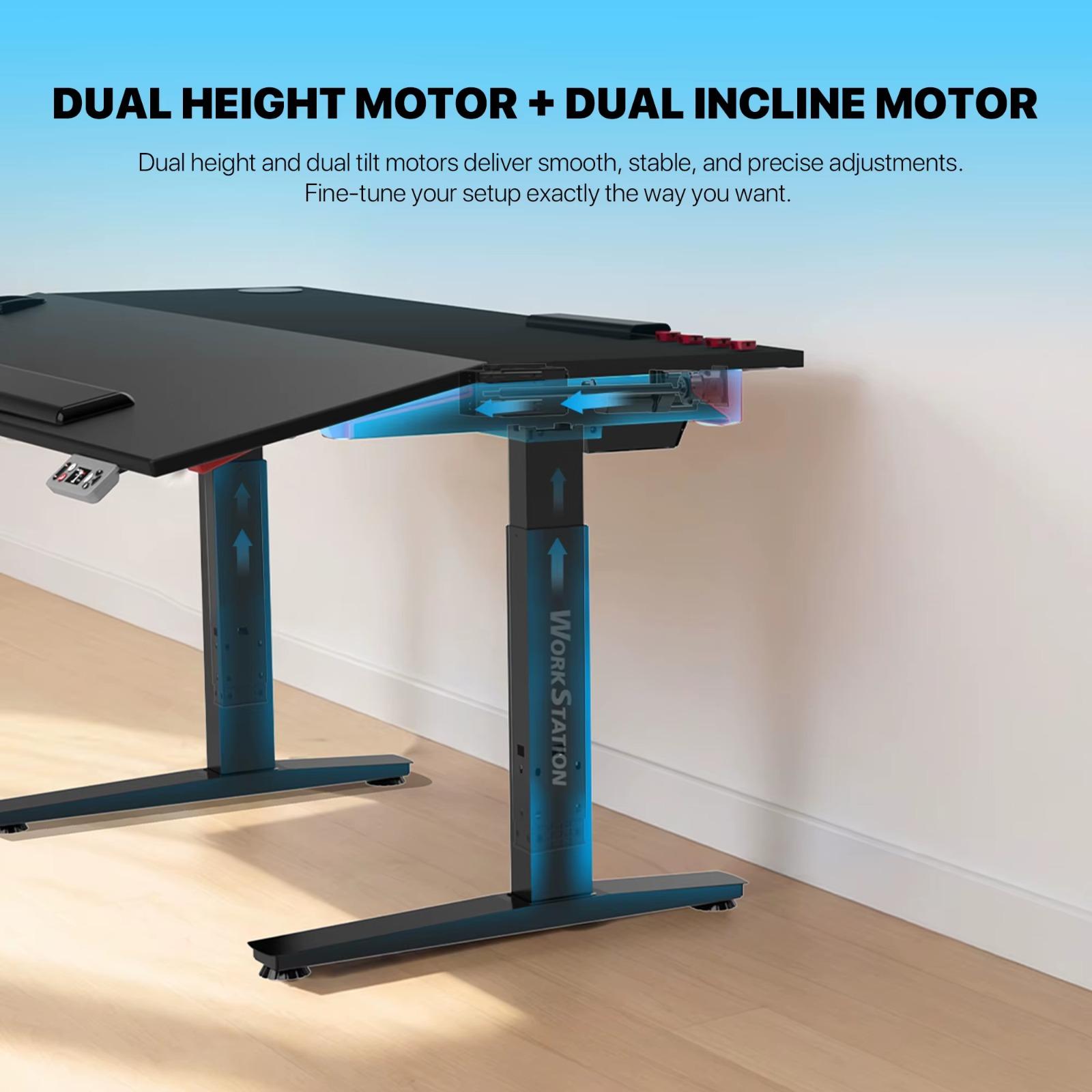 Fantech DW314 Electric Sit-Stand Tilt Desk 140x78cm Dual Motor Smart Control Height Adjustable Ergonomic Black - Image 7