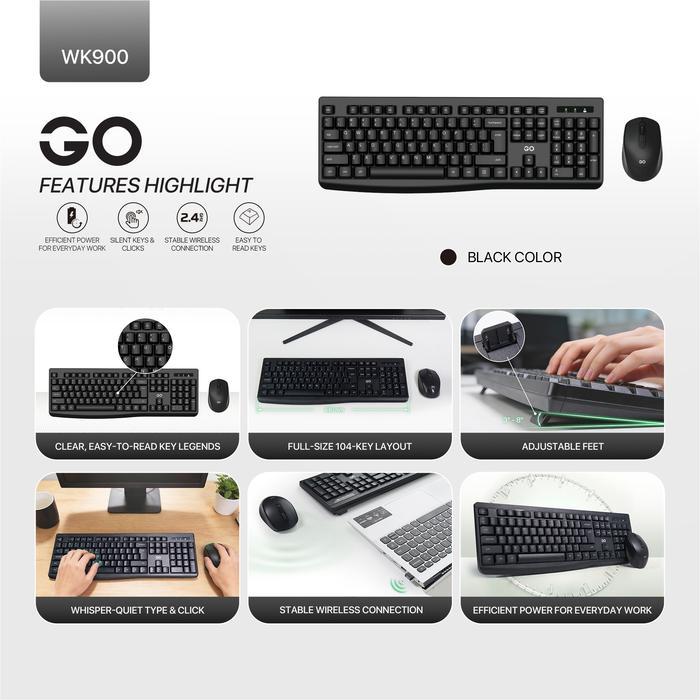 Fantech WK900 GO Wireless Combo Keyboard dan Mouse Silent Key Full Size 104 Keys Mode Hemat Daya Tahan Lama Combo Keyboard Mouse 1600 DPI Koneksi Tanpa Kabel - Image 2