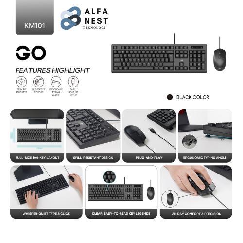 Fantech KM101 GO Office Combo Keyboard Mouse Kabel USB - Image 2
