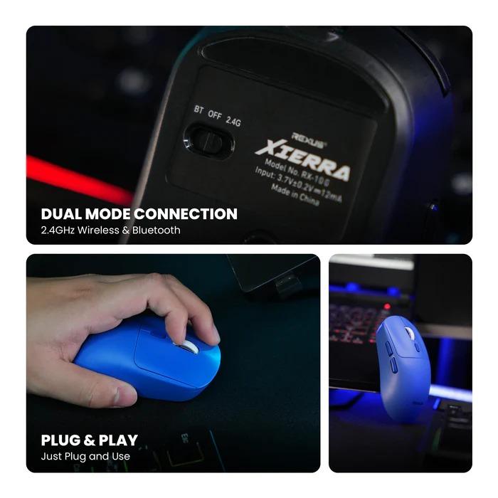 Rexus Xierra RX106 Gaming Mouse Wireless Dual Koneksi - Image 5