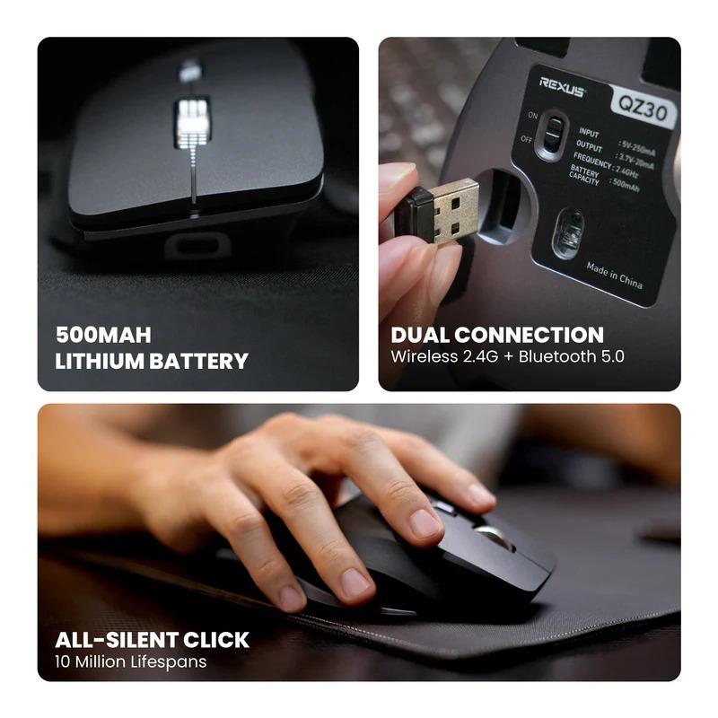 Rexus Flow QZ30 Mouse Office Wireless Ergonomic Silent Click - Image 3