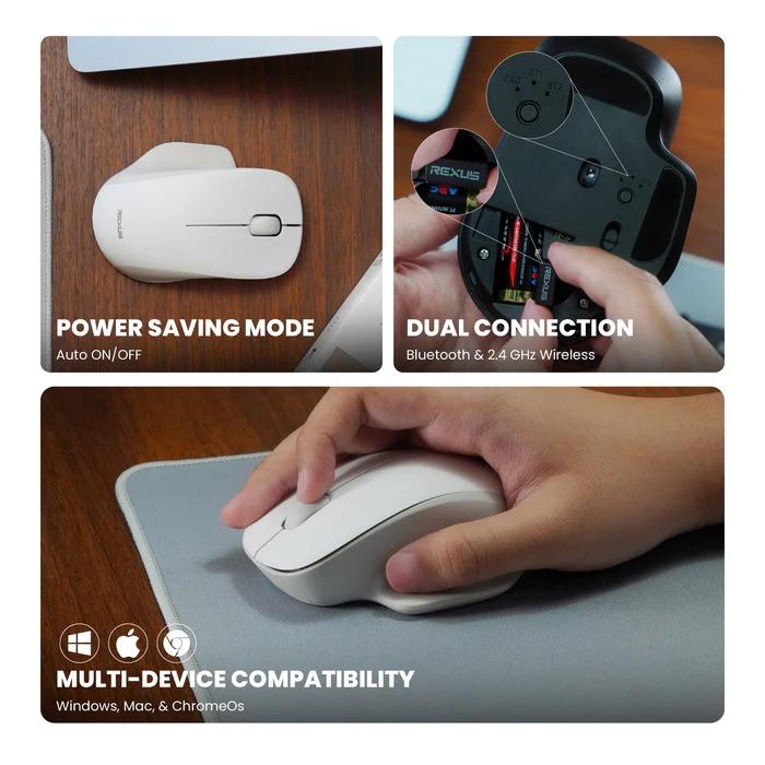 Rexus QB300 V2 Dual Mode Wireless Mouse Office Kantor - Image 2