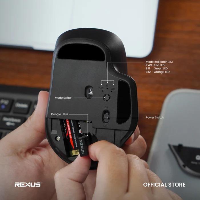 Rexus QB300 V2 Dual Mode Wireless Mouse Office Kantor - Image 4