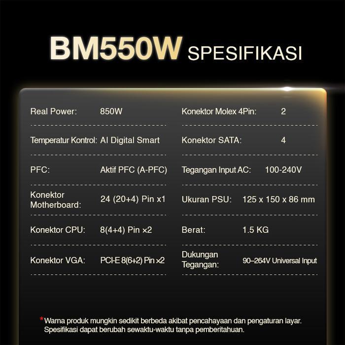 Segotep BM550W 550W ATX 2.52 PSU - Power Supply 550 Watt 80+ Bronze Full Modular - Image 6