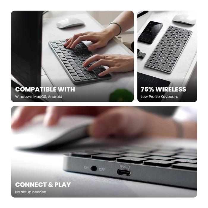 Rexus KL150 Keyboard Office Wireless Low-Profile - 75% Layout Ultra slim Design - Image 2