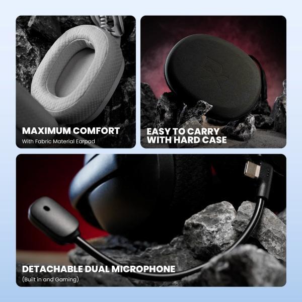 Rexus Daxa Sedna SL1 Headset Gaming Wireless - Triple Connection & Detachable Mic - Image 3