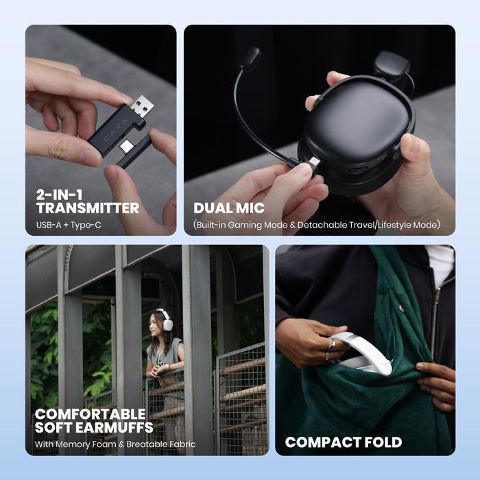 Rexus Daxa Gaea TS2 Headset Gaming Wireless - Triple Connection & Detachable Mic - Image 2