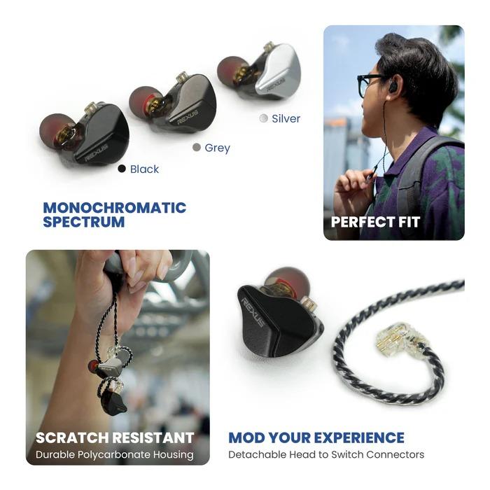 Rexus EM100 In Ear Monitor Earphone 10mm Dynamic Driver - IEM with Mic - Image 6