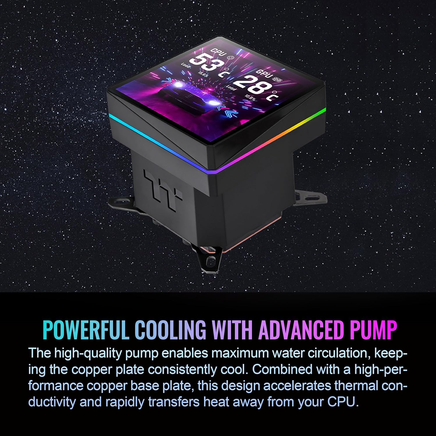Thermaltake TH360 Ultra ARGB 360 - CPU AIO Liquid Cooler Fan 360mm with LCD TFT Display - Image 5