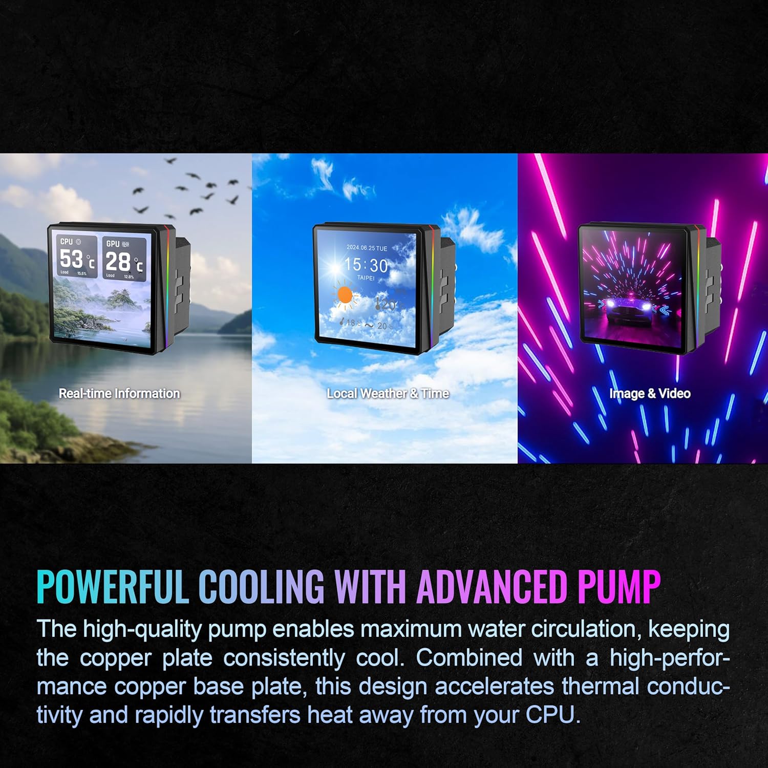 Thermaltake TH360 Ultra ARGB 360 - CPU AIO Liquid Cooler Fan 360mm with LCD TFT Display - Image 6