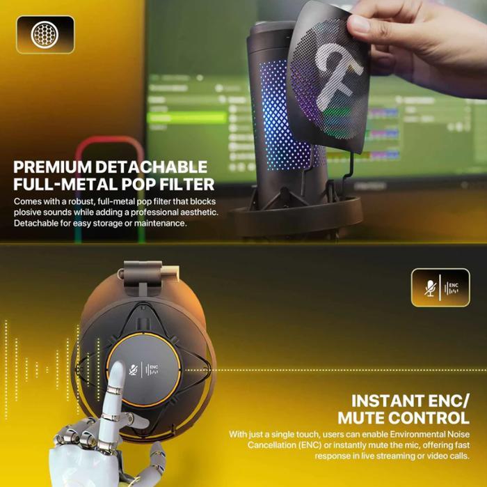 Fantech SONARA UFM1 Finecoustic Condenser RGB Microphone - Image 4