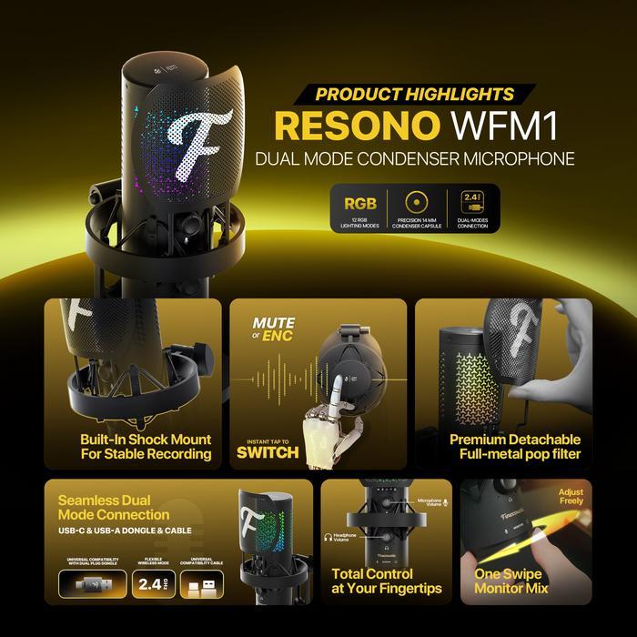 Fantech RESONO WFM1 / WFM-1 Wireless Microphone Finecoustic Condenser RGB - Image 2