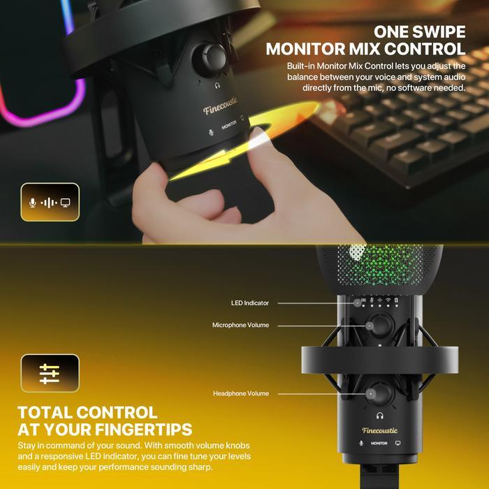 Fantech RESONO WFM1 / WFM-1 Wireless Microphone Finecoustic Condenser RGB - Image 4