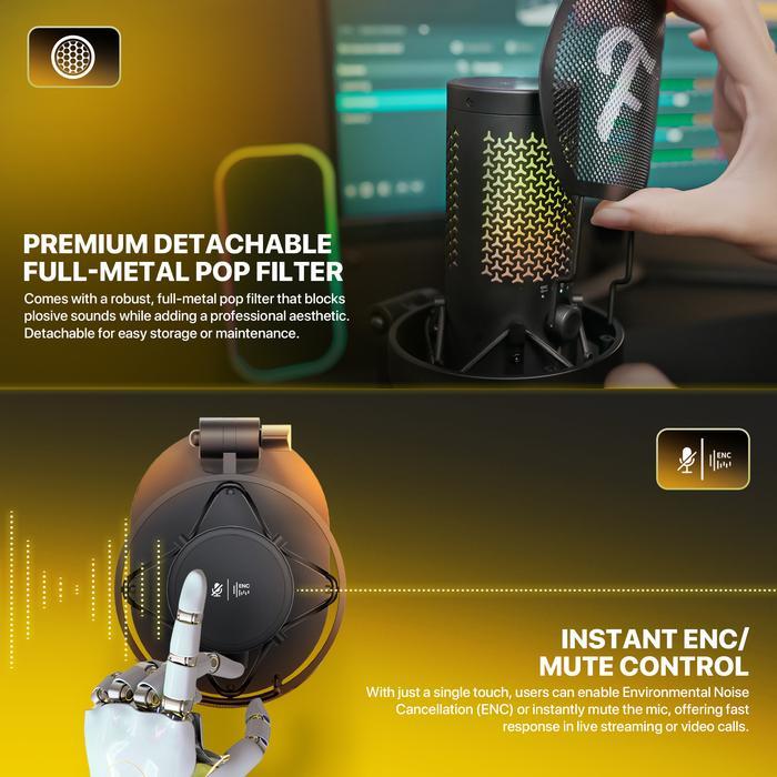 Fantech RESONO WFM1 / WFM-1 Wireless Microphone Finecoustic Condenser RGB - Image 6