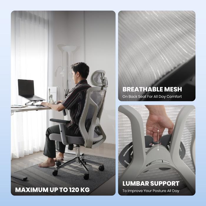 Rexus Ergonomic Office Chair NC-4 / NC4 - Furniture Kursi Kantor Ergonomis, Sandaran Adjustable, Roda Kokoh - Image 2