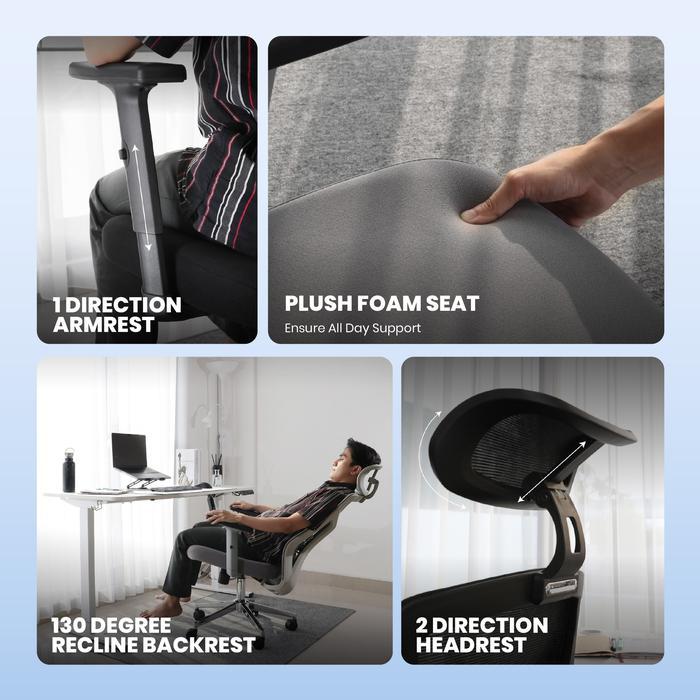 Rexus Ergonomic Office Chair NC-4 / NC4 - Furniture Kursi Kantor Ergonomis, Sandaran Adjustable, Roda Kokoh - Image 3