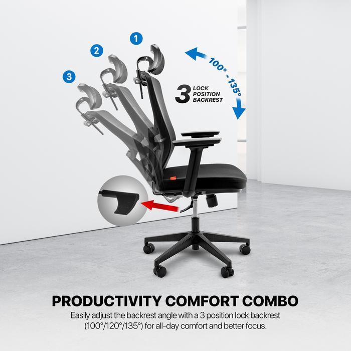 Fantech Kursi Kantor OCA260 Ergonomis Premium Kursi Kerja Gaming Sandaran Kepala 3 Posisi Kunci 3D Armrest - Image 2