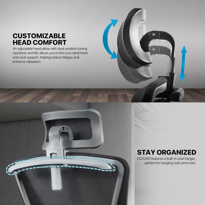 Fantech Kursi Kantor OCA260 Ergonomis Premium Kursi Kerja Gaming Sandaran Kepala 3 Posisi Kunci 3D Armrest - Image 4